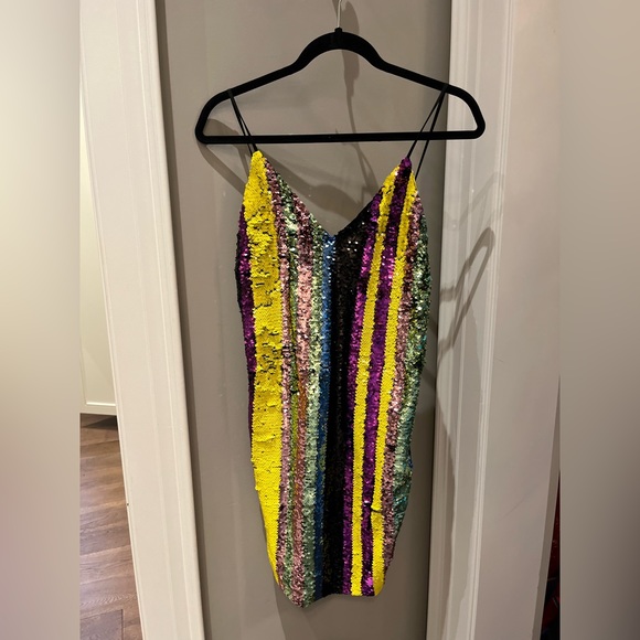 Sequence rainbow mini dress with spaghetti straps - Picture 2 of 2